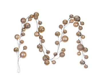 10' Champagne and Rose Ball Ornament Garland