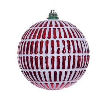 4" Red Etched Ball Ornament (Set of 6)