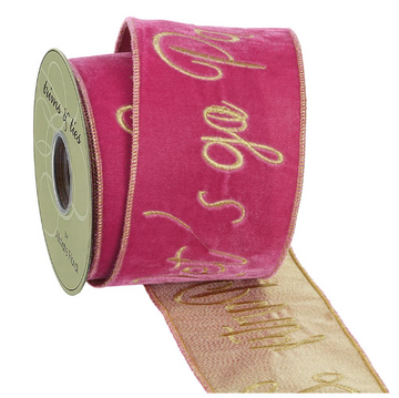 4" Let's Go Party Pink Velvet Ribbon