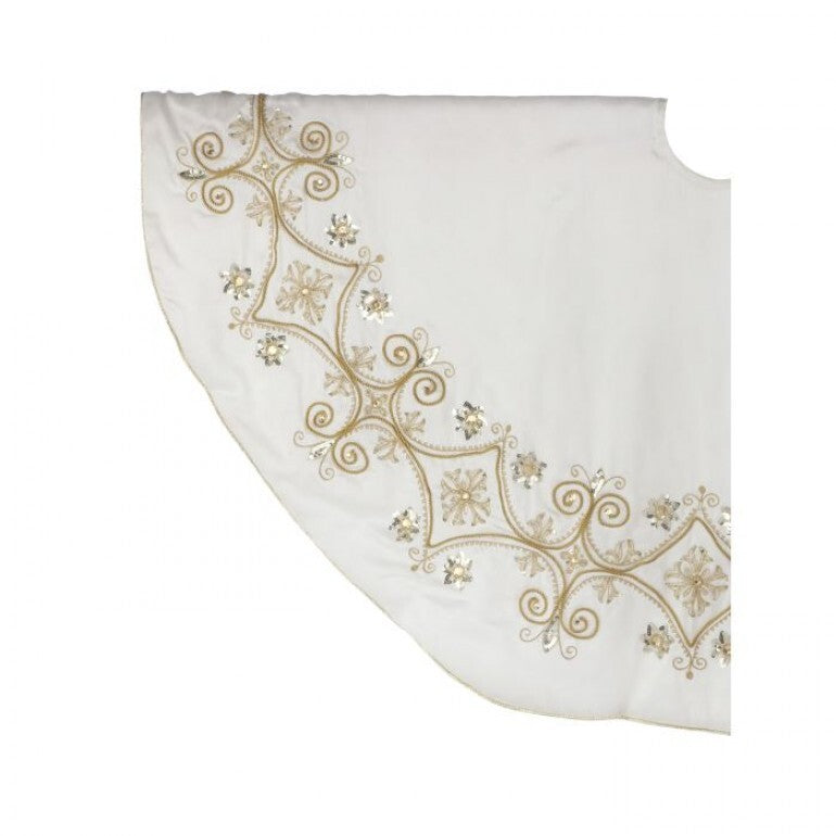 52" Embroidered Tree Skirt with Gold Beading