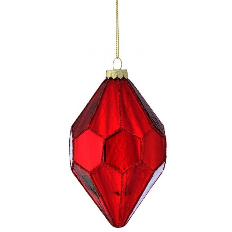 5" Red Glass Honeycomb Ornament