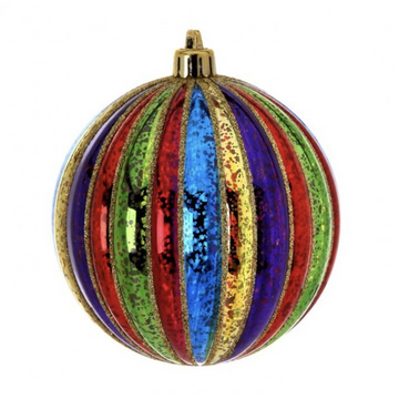 3.9” Multi Colored Mercury Ball Ornament (Box of 4)