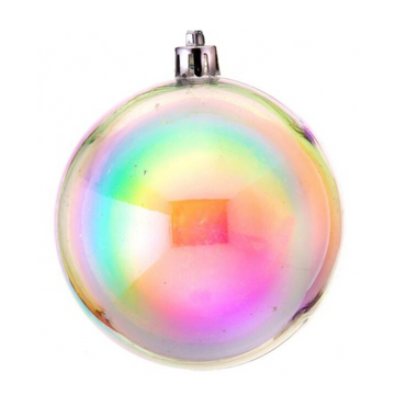 3.1” Medium Iridescent Clear Ball Ornament (Box of 6)