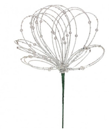 20" Silver Beaded Floral Stem