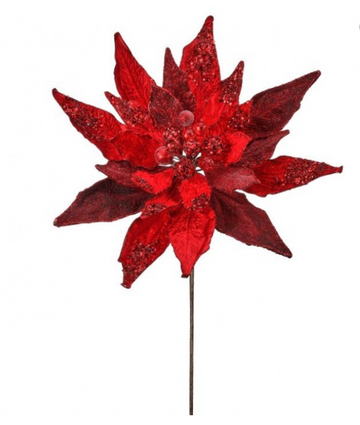 24" Glitter Red Poinsettia