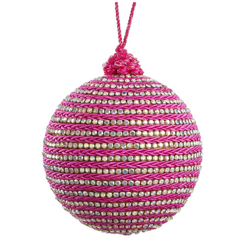 4" Pink Diamond Braided Ball Ornament