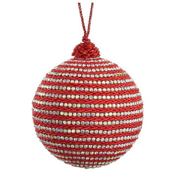 4" Red Diamond Braided Ball Ornament