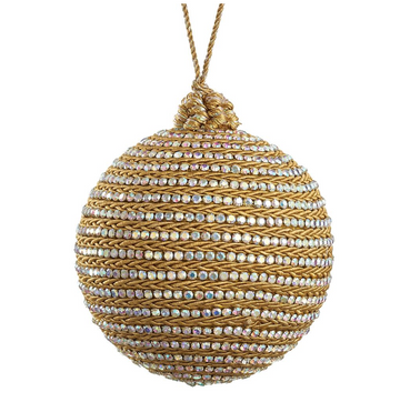 4" Yellow Diamond Braided Ball Ornament