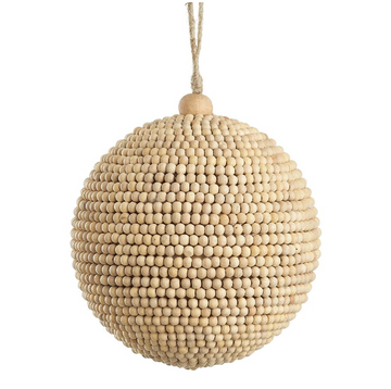 5" Wood Bead Ball Ornament