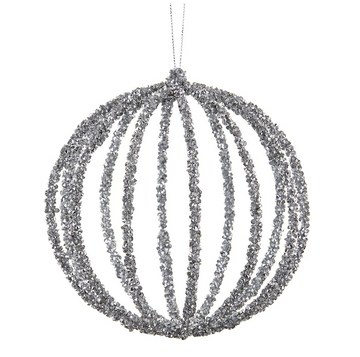 6" Filligree Silver Ball Ornament