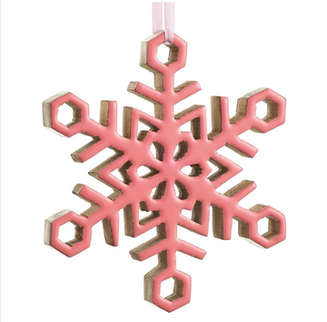 6.5" Pink Snowflake Ornament