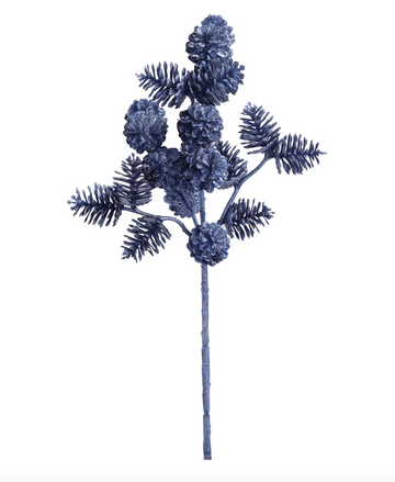 21" Blue Pinecone Spray