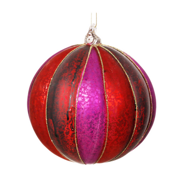 Pink and Red Glass Ball Ornament