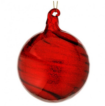 3.5” Red Swirl Glass Ball Ornament