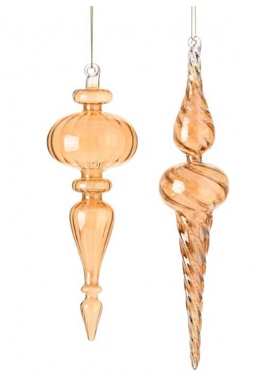 10.5"-12.5" Glass Amber Finial (Set of 2)