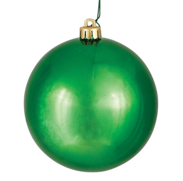 6" Green Shiny Ball Ornament (Set o f 4)