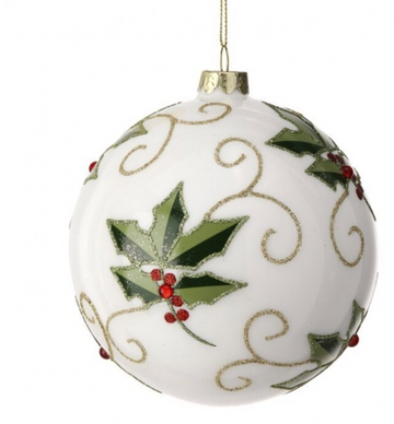 5" Mistletoe Glass Ball Ornament