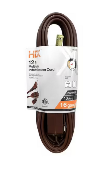 12' Brown Extension Cord