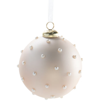 4” Pearly Pink Polka Dot Glass Ball Ornament