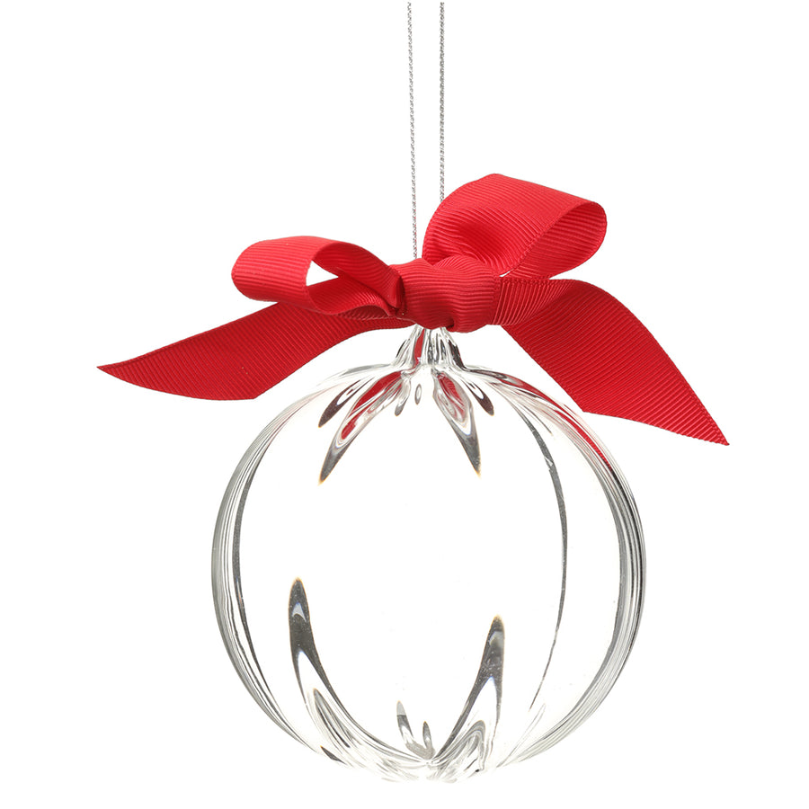 Clear Glass Ball Ornament with Bow – Noel Decor