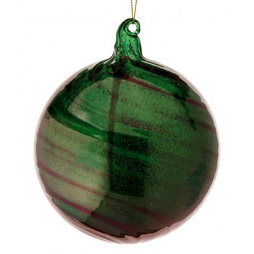 4.7” Large Green Swirl Glass Ball Ornament