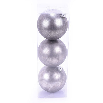 4” Silver Ball Ornament (Box of 3)