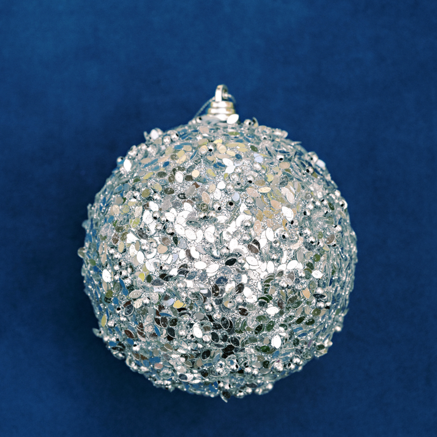 4” Silver Sequin Ball Ornament